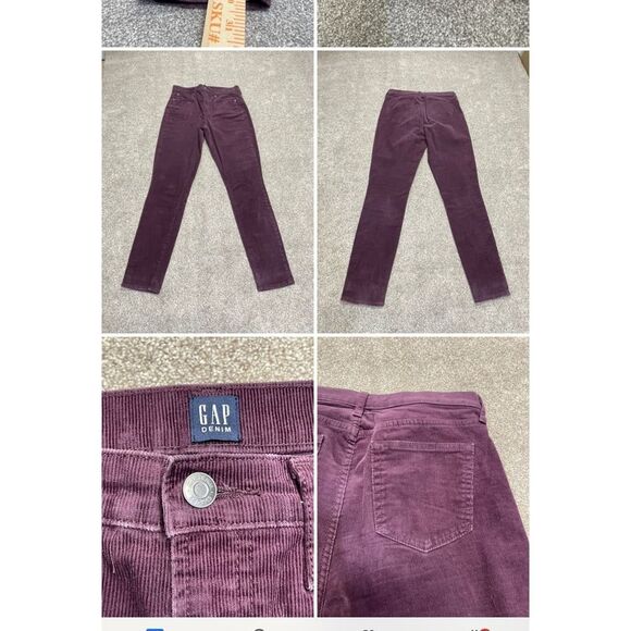 Gap Corduroy true skinny jeans womens sz 10/30L high rise stretch denim - Picture 1 of 12